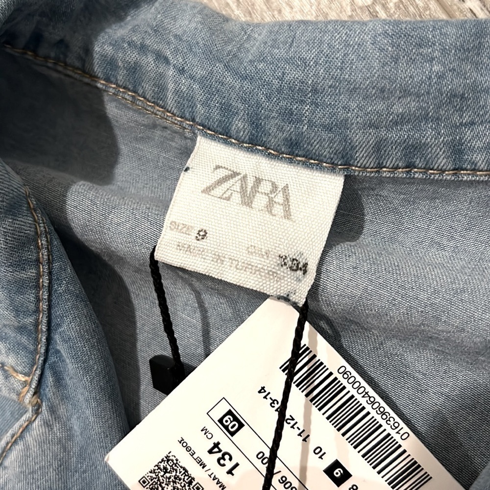 Zara Crop Flowy Denim Shirt - Picture 8 of 10